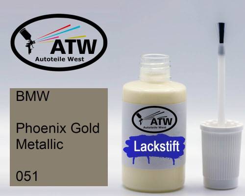 BMW, Phoenix Gold Metallic, 051: 20ml Lackstift, von ATW Autoteile West.